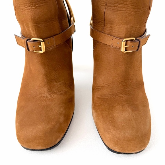 GUCCI | Vintage Brown Nubuck Horsebit Knee High Heel Boots Size 37 - Picture 4 of 16